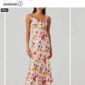 Astr White Floral Midi Dress with Pink Yellow Red Flowers